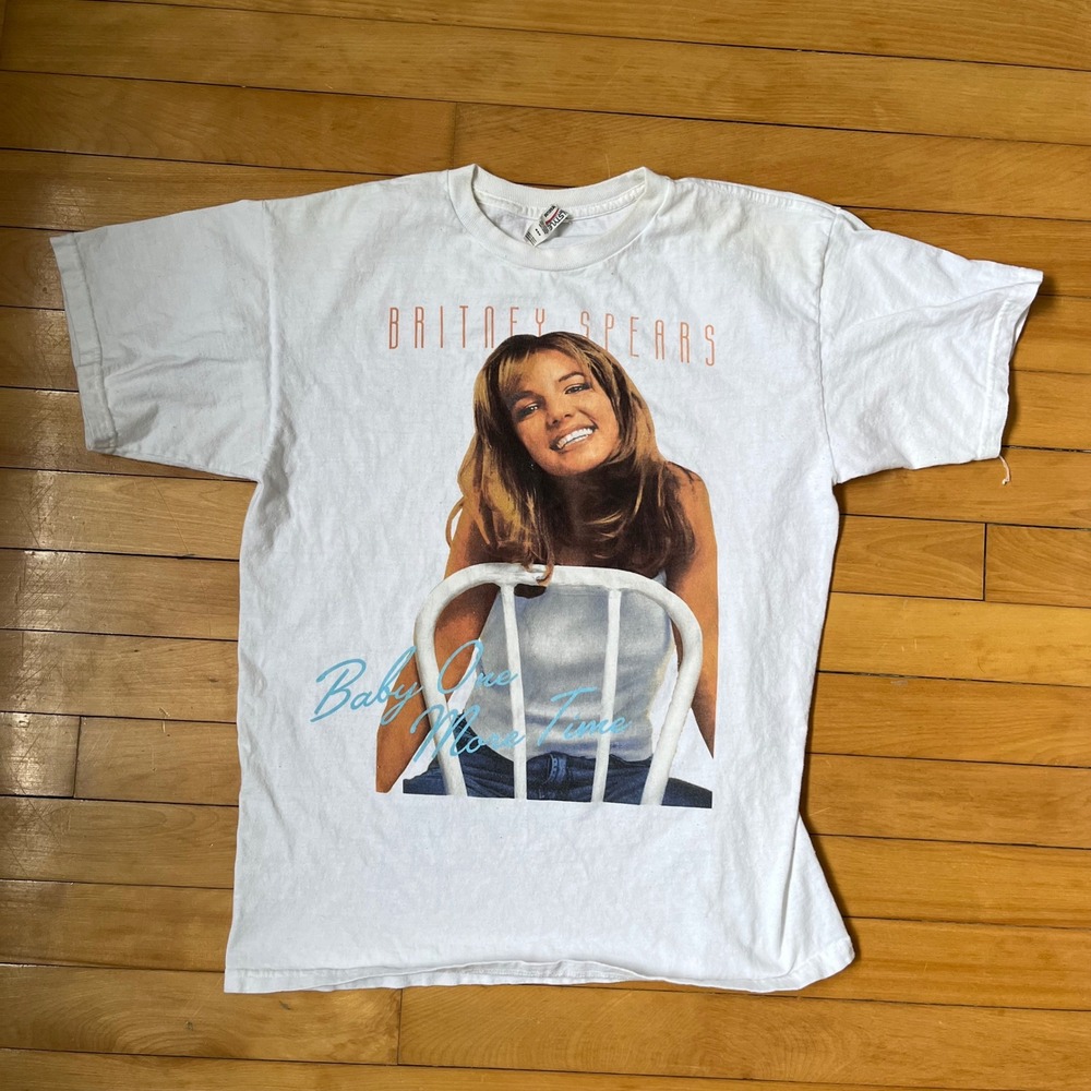 Britney Spears Baby One More Time Graphic T-Shirt White Alstyle Y2K Medium